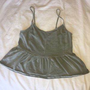 American Eagle Olive Green Peplum Crop Top